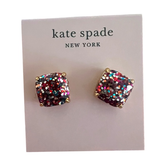 Kate Spade New York Multicolor Glitter Square Stud Earrings NWT - Picture 1 of 3